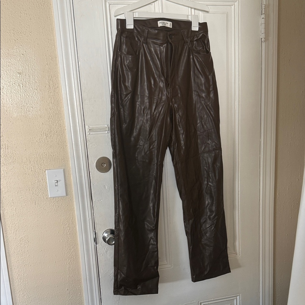 Abercrombie & Fitch Chocolate High Rise Vegan Leather Pants